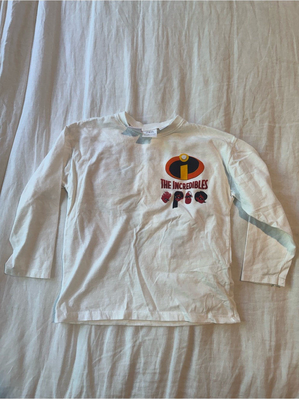 Zara White Long-Sleeve Tee with The Incredibles Logo